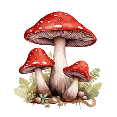 crimini mushroom clipart, watercolor, hand drawn, on a white background сreated with Generative Ai