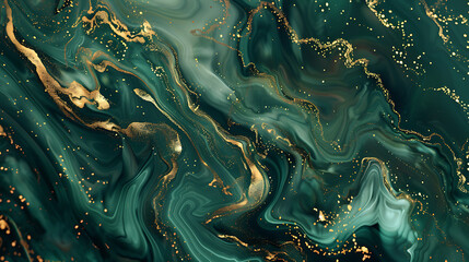 emerald green and gold abstract design in the style o