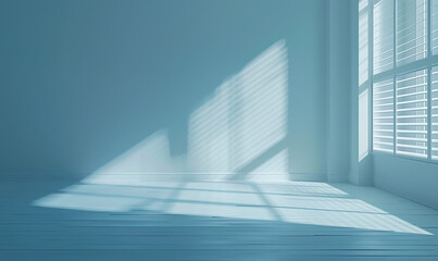 Fototapeta premium empty blue empty room with blinds and light in the st