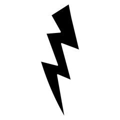 Cartoon lightning illustration. Black thunderbolt in comic style. Vector isolated on white background.