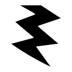 Cartoon lightning illustration. Black thunderbolt in comic style. Vector isolated on white background.