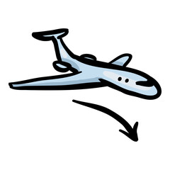 Airplane Landing Doodle Single Icon