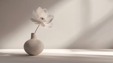 Still life of flower in beige vase. Copy Space.