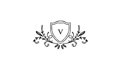 Obraz premium Luxury Alphabetical Shield with Wings Logo
