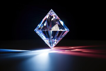 Single-point laser focus on a diamond, highlighting its facets - obrazy, fototapety, plakaty