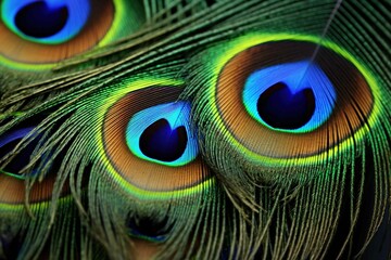 Naklejka premium Up-close exploration of a peacock feather's mesmerizing design