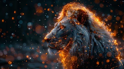 Foto op Plexiglas lion in energy fractal design © bmf-foto.de