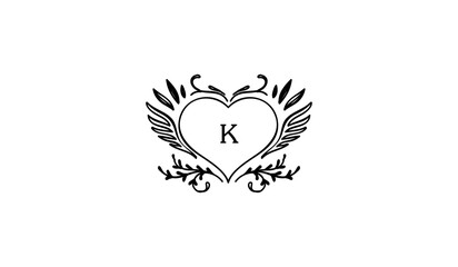 Luxury Alphabetical Heart with Wings Logo