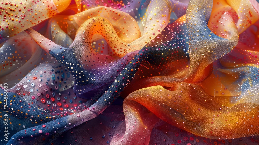 Poster vibrant abstract fabric texture with sparkling sequins design