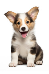 Adorable puppy sitting on white background, perfect for pet-related designs