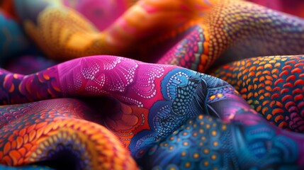 Vibrant Colorful Fabric Patterns with Abstract Designs