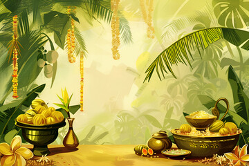 Happy Vishu vector illustration. 