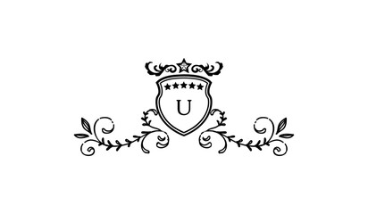 Luxury Alphabetical Crown Leaves Logo