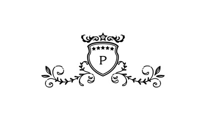 Luxury Alphabetical Crown Leaves Logo