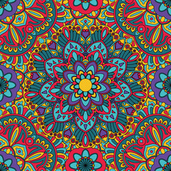 Seamless floral pattern with mandala vector illustration