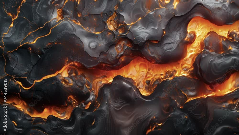 Poster texture of lava dripping and clinging to a smooth rock surface leaving behind a glossy and marbled l
