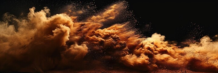Colored Abstract Powder Explosion on Black Background