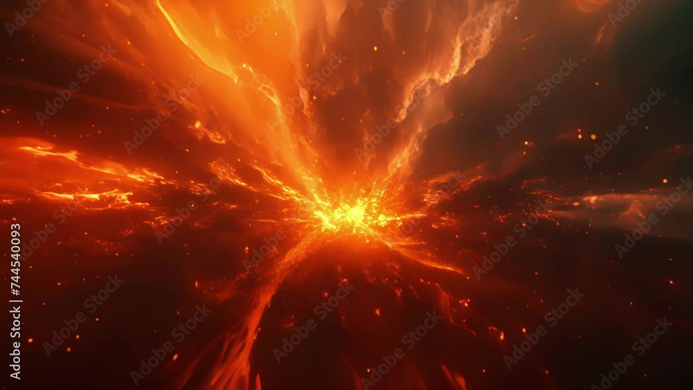 Aufkleber flickering bursts of orange and red emerge from the depths of darkness creating a mesmerizing displa
