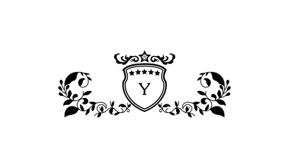Luxury Alphabetical Crown Leaves Logo