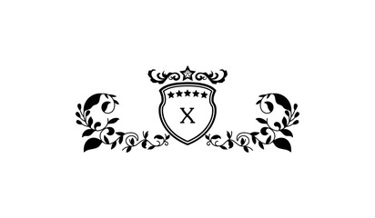 Luxury Alphabetical Crown Leaves Logo