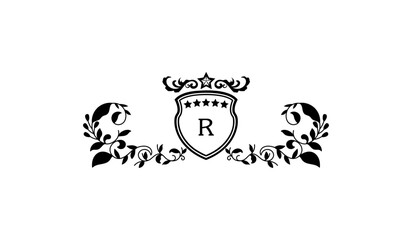 Luxury Alphabetical Crown Leaves Logo