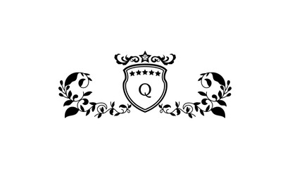 Luxury Alphabetical Crown Leaves Logo