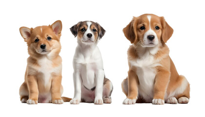 Cute puppies on a white transparent background in PNG format.