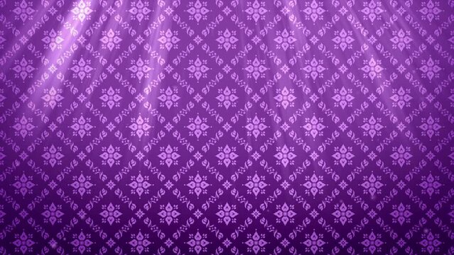 4K Luxury Thai pattern purple background. Lai Thai element pattern animation