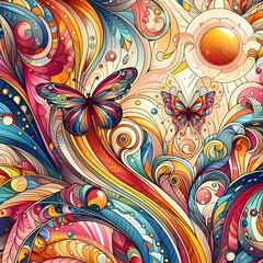 seamless pattern with flowers.  flower, ornament, decoration, art, illustration, texture, vintage, leaf, paisley, decor, textile, print, backdrop, fabric, Ai generated 