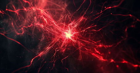 glowing red light on black background with black line