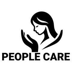 minimal People Care Logo Template, logo vector, black color silhouette