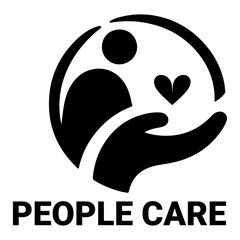 minimal People Care Logo Template, logo vector, black color silhouette