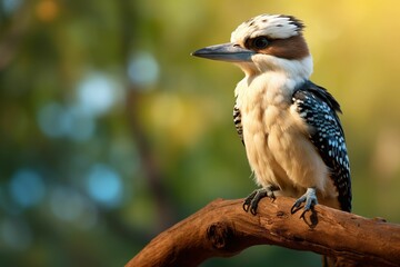 Fototapeta premium Close-up of a kookaburra perched on a gumtree branch