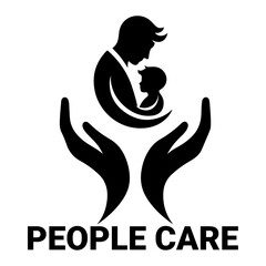 minimal People Care Logo Template, logo vector, black color silhouette