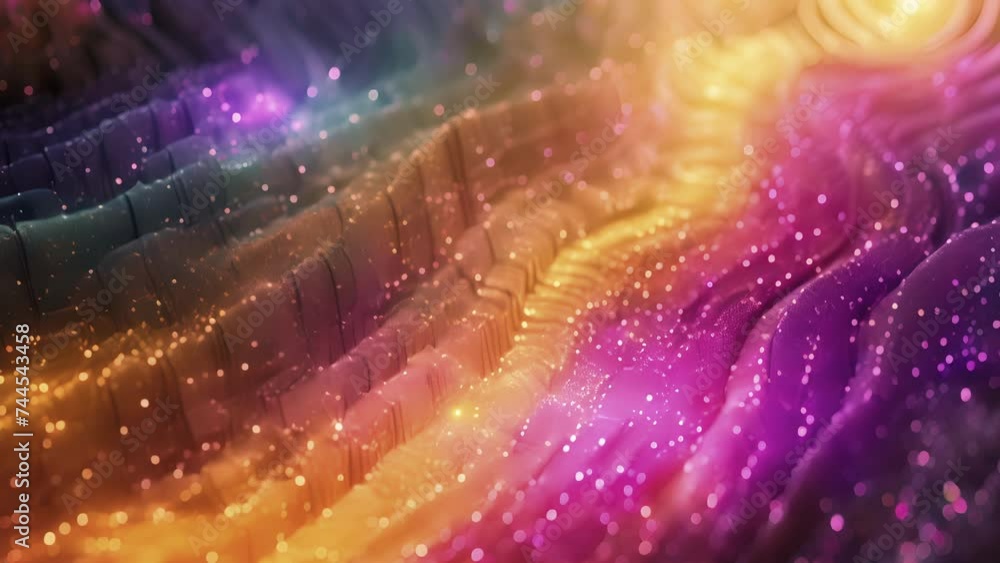 Poster closeup of a rainbow of digital codes forming a captivating and intricate texture.