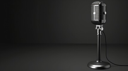 Fototapeta na wymiar A professional microphone set against a blurred background