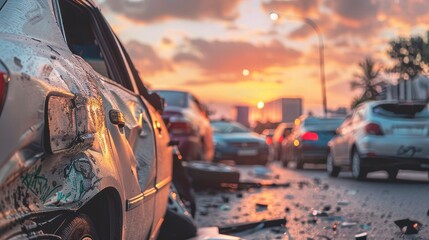 Naklejka premium a car crash on the road