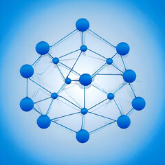 Molecule structure icon form lines and triangles, point connecting network on blue background