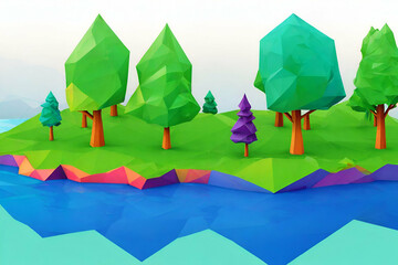 Low polygonal geometric trees and island