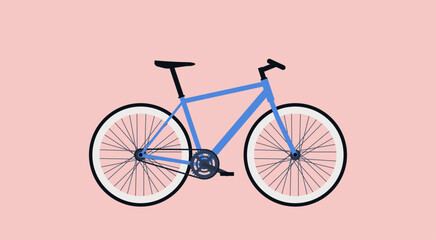 Modern City Bicycle or Fixed Gear Bike, Sport and Relaxation Concept, Vector Flat Illustration Design