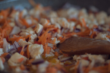 grilled meat on the grill with vegetables