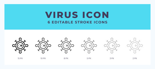Fototapeta na wymiar Virus icon. Editable stroke line icon vector illustration.