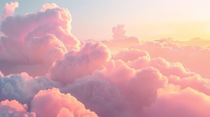 morning sky bathed in soft pink hues and golden yellow tones, heralding the day with a breathtaking sunrise - obrazy, fototapety, plakaty