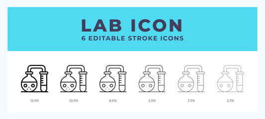 Lab line icon illustrations with editable strokes.