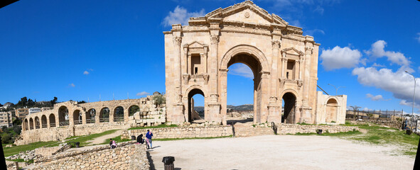 Adriano's arch at roman ruins of Jerash on Jordan