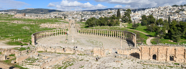 View at the roman ruins of Jerash in Jordan
