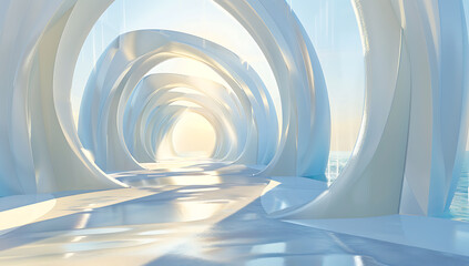 high definition 3d blue futuristic architecture inter