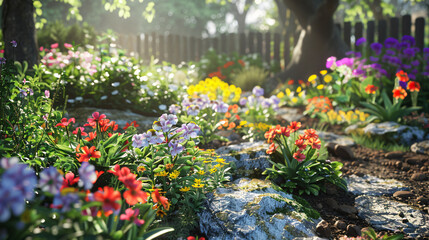 Fototapeta na wymiar garden adorned with diverse Primrose varieties.
