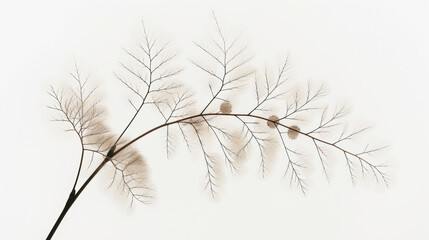 Aesthetic botanical x-ray of leaves. Harmonious forms. Minimalism concept. Light color palette. Generative AI