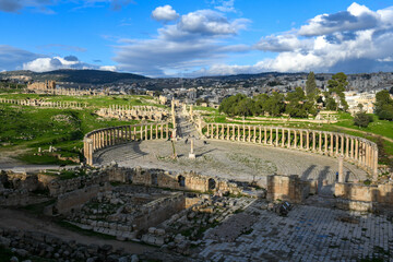 View at the roman ruins of Jerash in Jordan